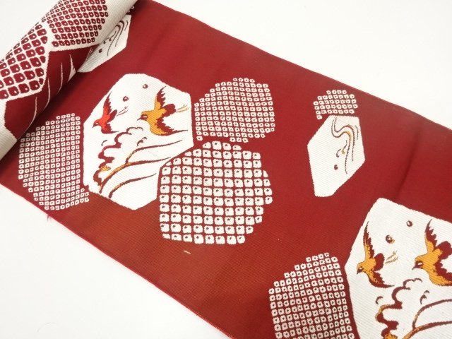 JAPANESE KIMONO / ANTIQUE WAVE / CHIDORI PATTERN WOVEN EIGHT-SIDED OBI